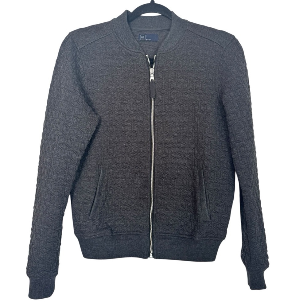 GAP Women’s Gray Jacquard Textured Zip Up Small Sweatshirt